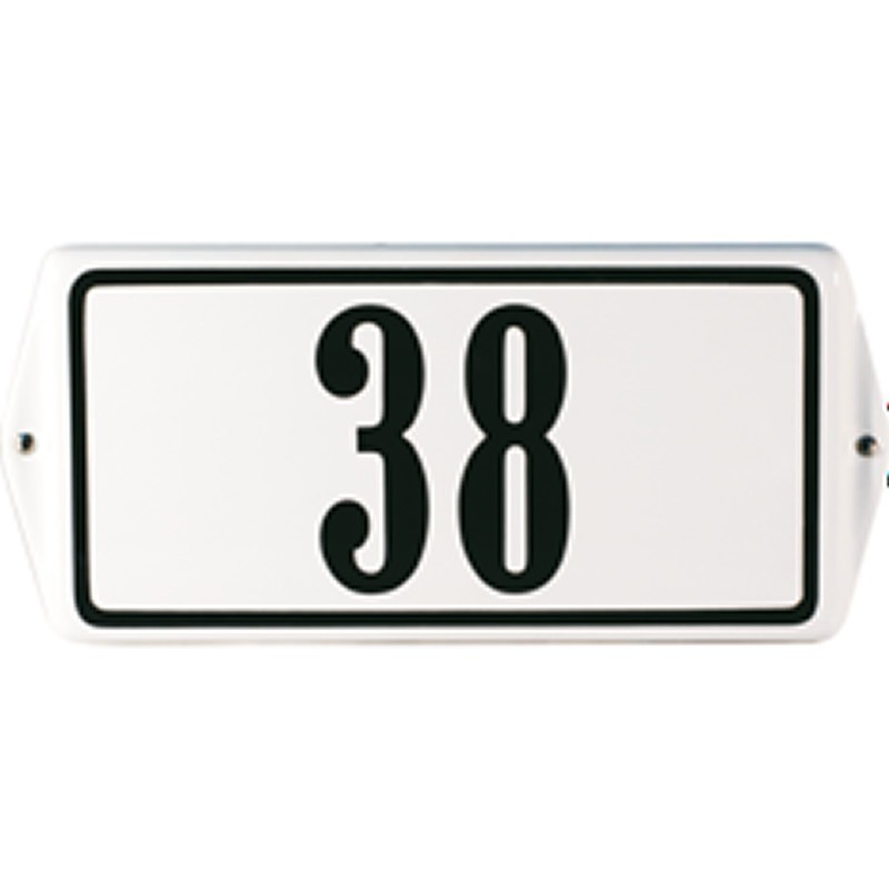 EMAILLEHAUSNUMMERMIT OHREN+RAHMEN 20X10 CM