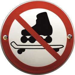 Emaille Verbotschilder Skateborder verboten  10cm  konvex
