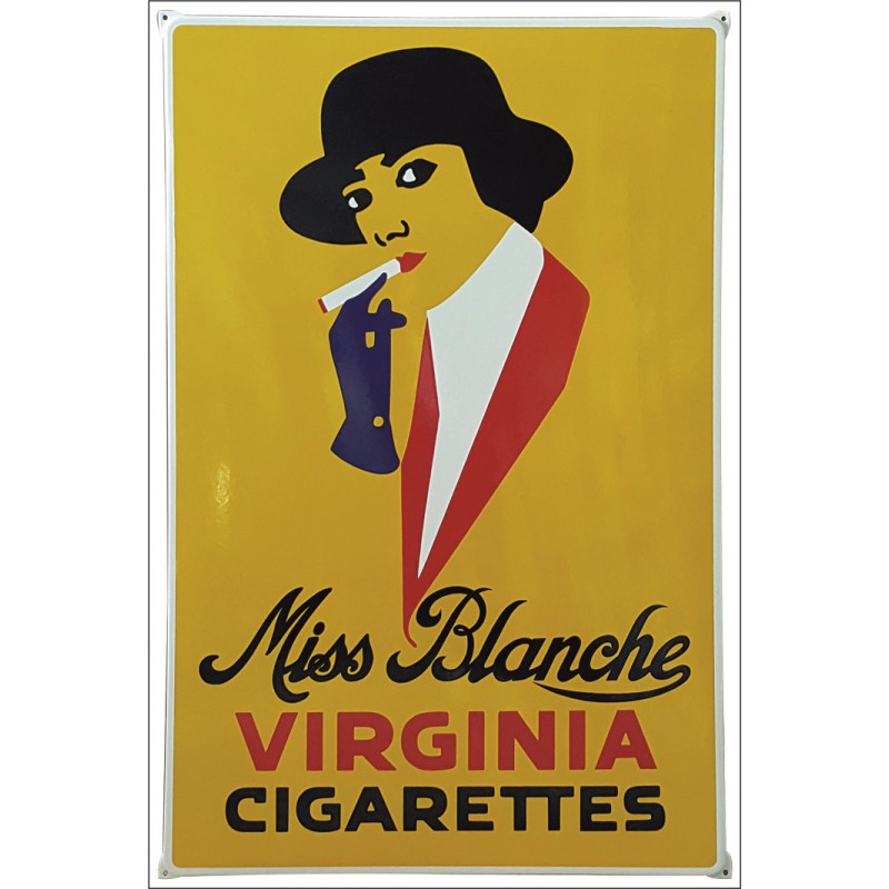 Miss Blanche Virginia Cigarettes nostalgisch emaille Emailschild 80x120cm mit Ohren - Plaque Emaillee