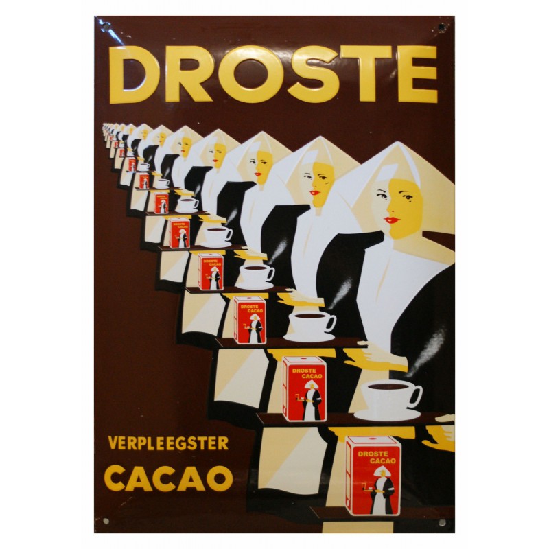 Droste Cacao Dutch Emailleschild 35x50cm gewölbt Droste Cacao Dutch Emailleschild 35x50cm gewölbt