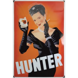 Hunter Zigaretten Emailschild Nostalgisch Emaille 80x120cm mit Ohren - plaques émaillée