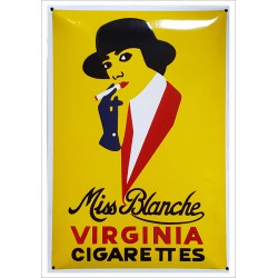 Miss Blanche Virginia Cigarettes Emailschild Vintage Nostalgisch Emaille 35x50cm gewölbt - plaques émaillée