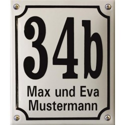 Hausnummer mit Name Niederländisch 16x19 cm gewölbt + Letter