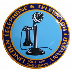 Lincoln Telephone and Telegraph Company 50cm gewölbt - Emaille Kopien und Repliken