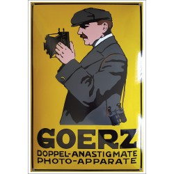 Goerz Photo Apparate Emailschild 40x60cm gewölbt - plaques émaillée