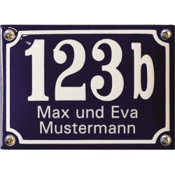 Emaille Hausnummer mit Name Pommern 14x10 cm gewölbt