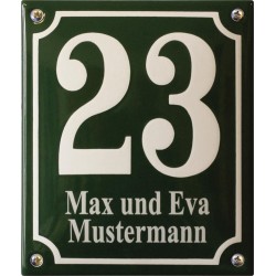 Emaille Hausnummer mit Name Pommern 16x19 cm gewölbt
