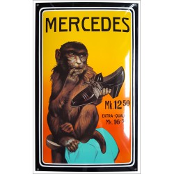 Mercedes Schuhe Emailschild Mercedes Affe 43x70cm gewölbt - plaques émaillée