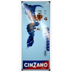 Cinzano Vermouth Emaille Thermometer Emailleschild Nostalgisch Emaille 33x80cm mit Ohren - plaques émaillée