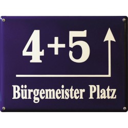 Emaille Hausnummer Münchner mit Straßenname 40x30 cm