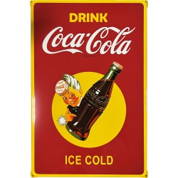 Coca Cola Emailleschild 40x60cm mit Ohren gewölbt