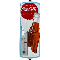 Coca Cola Glace Emaille Thermometer Emailleschild mit Ohren 18,5x51cm