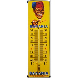 Banania Petit Déjeuner Familia Thermometer 21x75cm mit Ohren - Emaille Kopien und Repliken