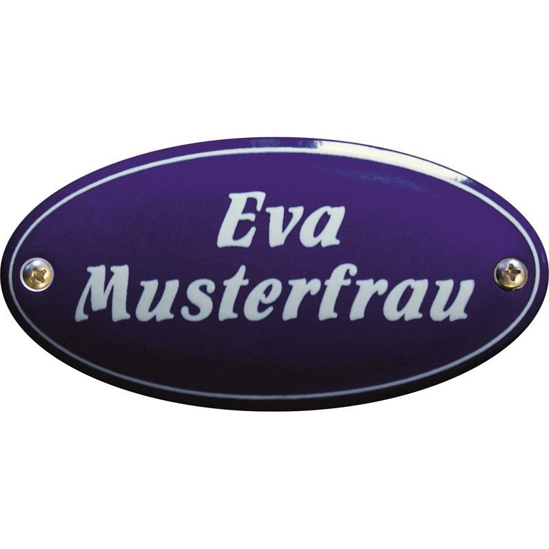Emaille Namenschild Oval, gewölbt 10x5cm Emaille Namenschild Oval, gewölbt 10x5cm