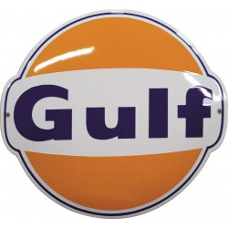 Gulf Automobil Emailleschild 40x36cm gewölbt
