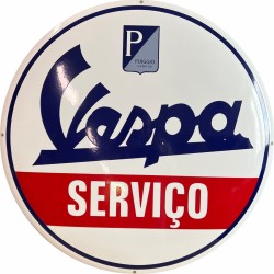 Vespa Servico Service Servizio Automobil Emailleschild 80cm gewölbt
