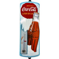 Coca Cola Ijskoud Emaille Thermometer Emailleschild 18,5x51cm  - Emaille Kopien und Repliken