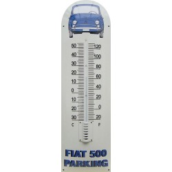 Fiat 500 Parking Auto Front Emaille Thermometer
