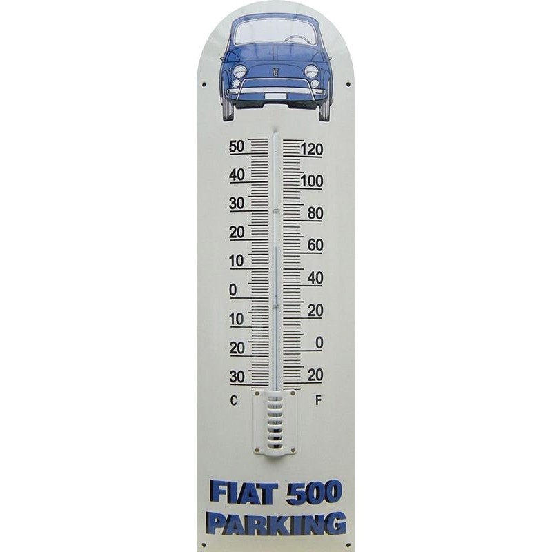 Fiat 500 Parking Auto Front Emaille Thermometer Fiat 500 Parking Auto Front Emaille Thermometer