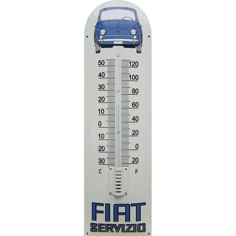 Fiat 500 Servizio Auto Front Emaille Thermometer Fiat 500 Servizio Auto Front Emaille Thermometer