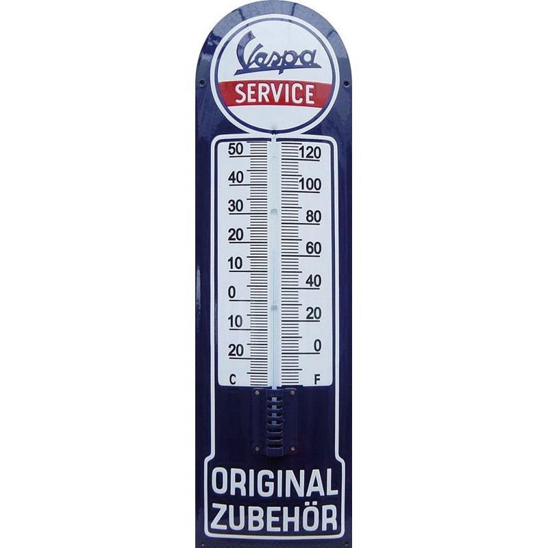 Vespa Service Emaille Thermometer 22x75cm Vespa Service Emaille Thermometer 22x75cm